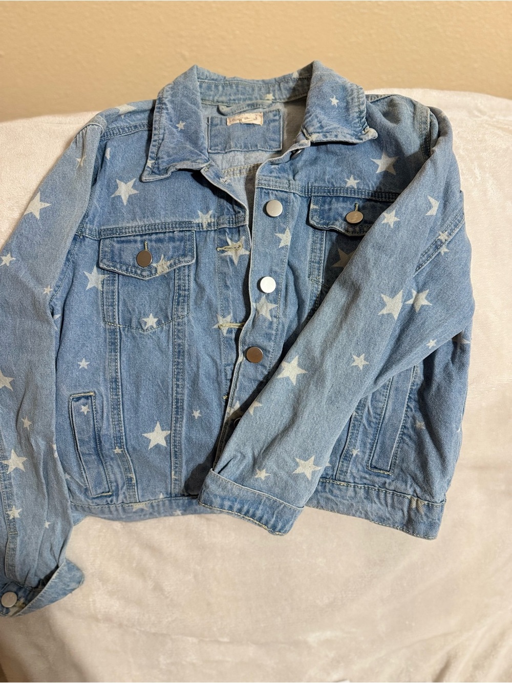 Hem & Thread Light Blue Star Print Denim Jacket
